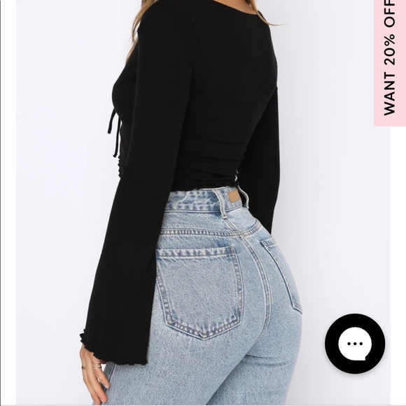 NWT White Fox Boutique From The Top Long Sleeve Crop Top in Black - Picture 4 of 6